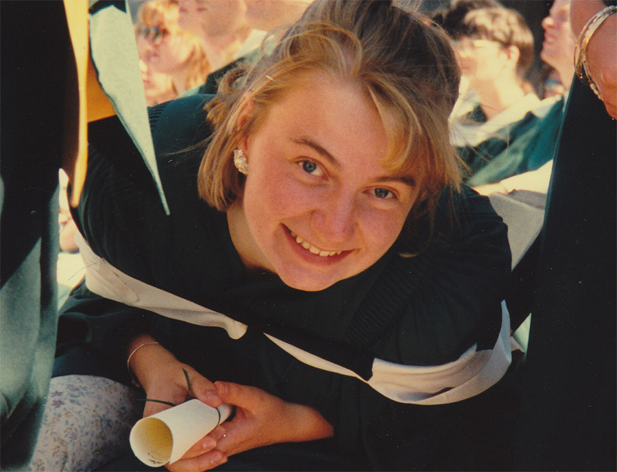 Graduating from Trent University, 1994