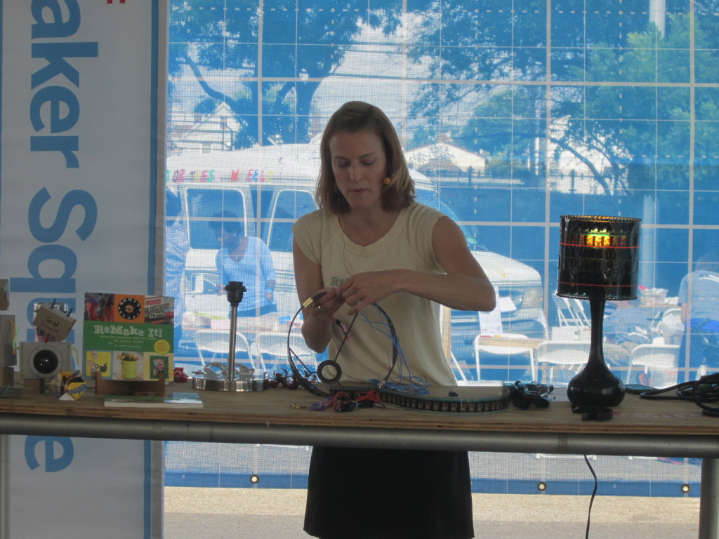 Tiffany Threadgould from Terracycle demonstrates making a lampshade from film
