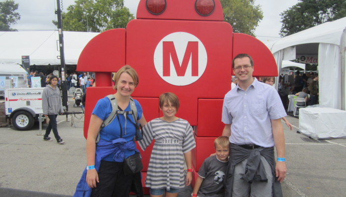 Happy family at World Maker Faire in New York City, September 21, 2013