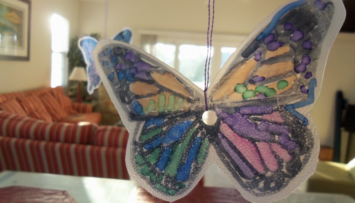 Butterfly made from a recycled plastic water jug