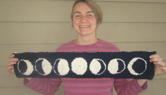 Phases of the Moon rug that I made for my dad