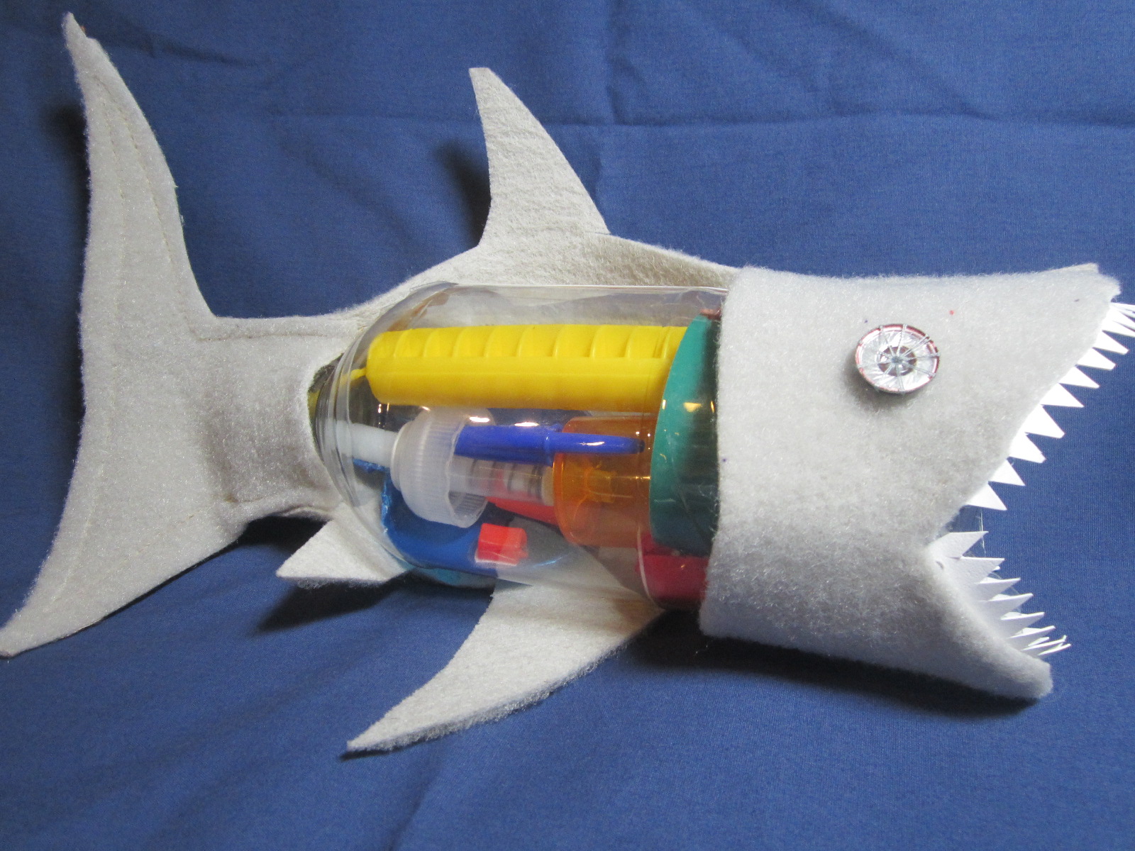 Shark anatomy model made from trash