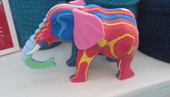 Elephant made from carved flip flops