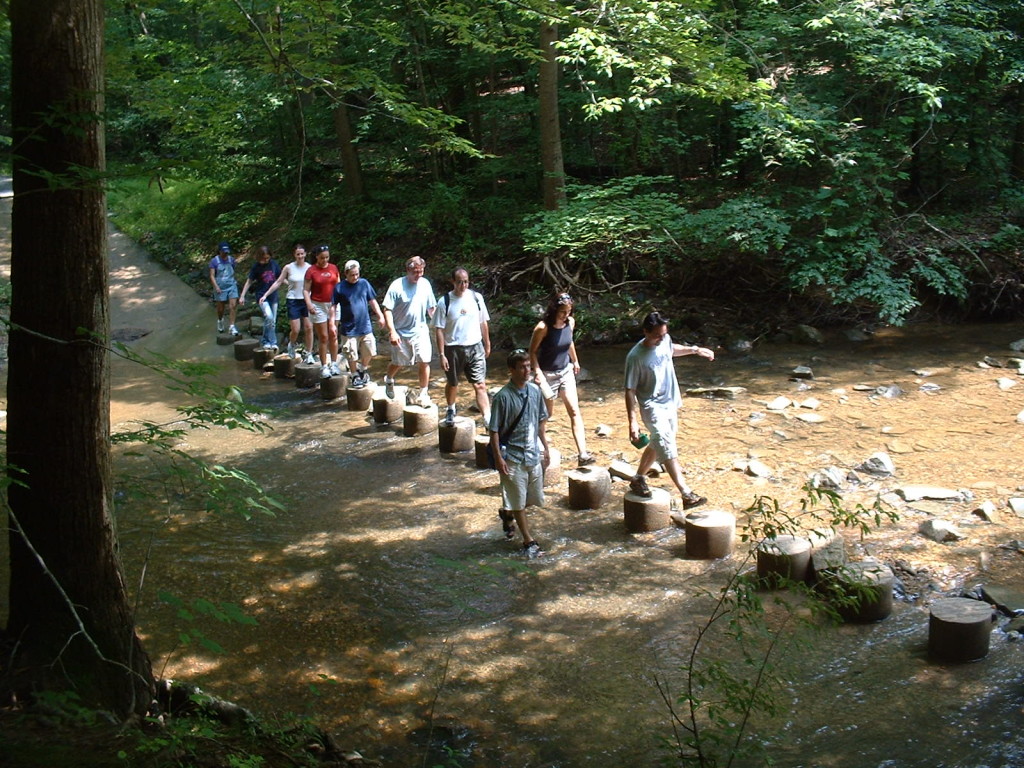 Team hike at Scott's Run, 2004