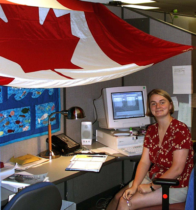 They decorated my cube for Canada Day, July 1, 2000
