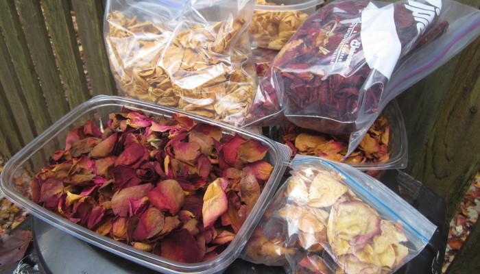 Dried rose petal collection