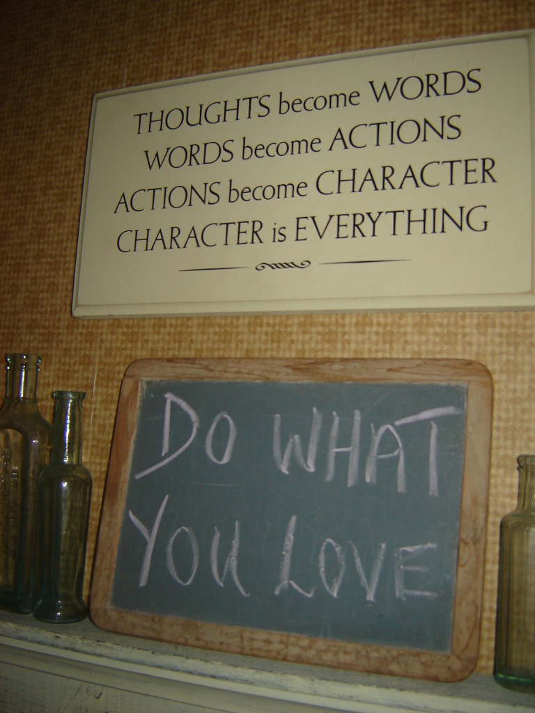 Inspirational signs in the weaving studio