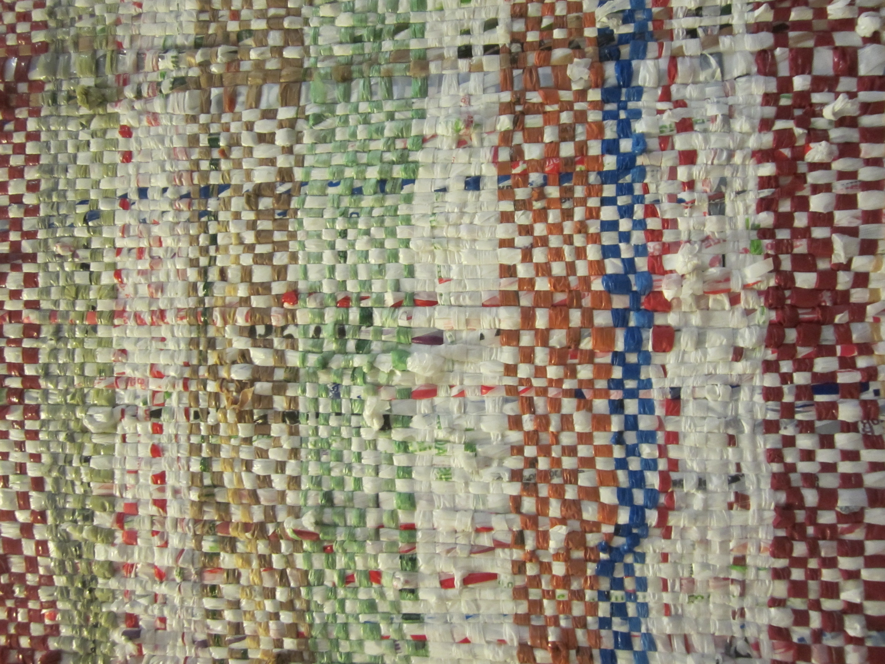 Close-up of plastic bag weaving