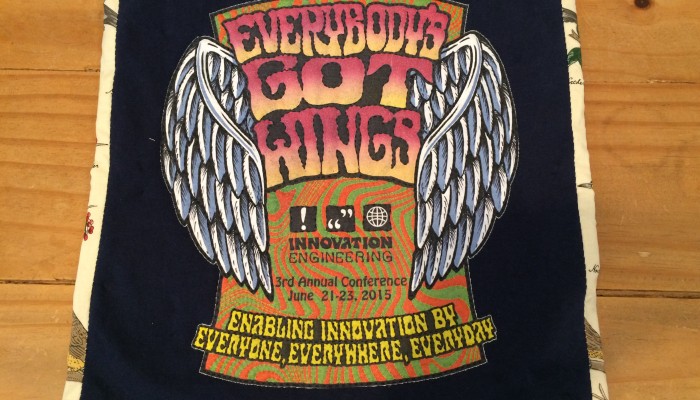 Hand-quilted Innovation Engineering Conference t-shirt