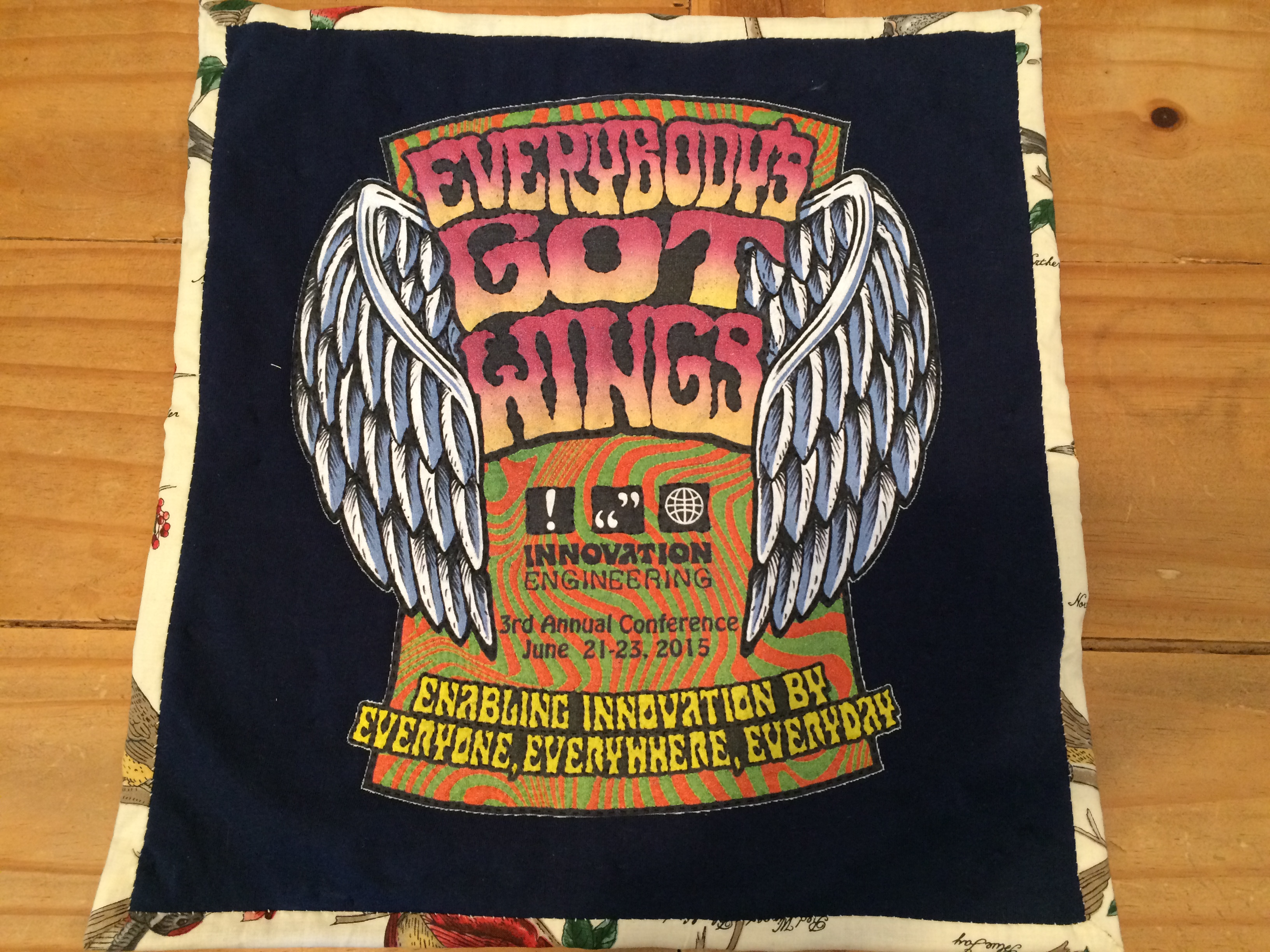 Hand-quilted Innovation Engineering Conference t-shirt