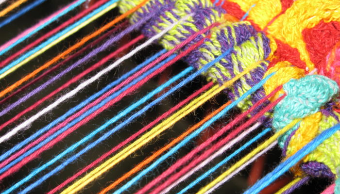 Sock Loops Being Woven at Crazy as a Loom, 2009