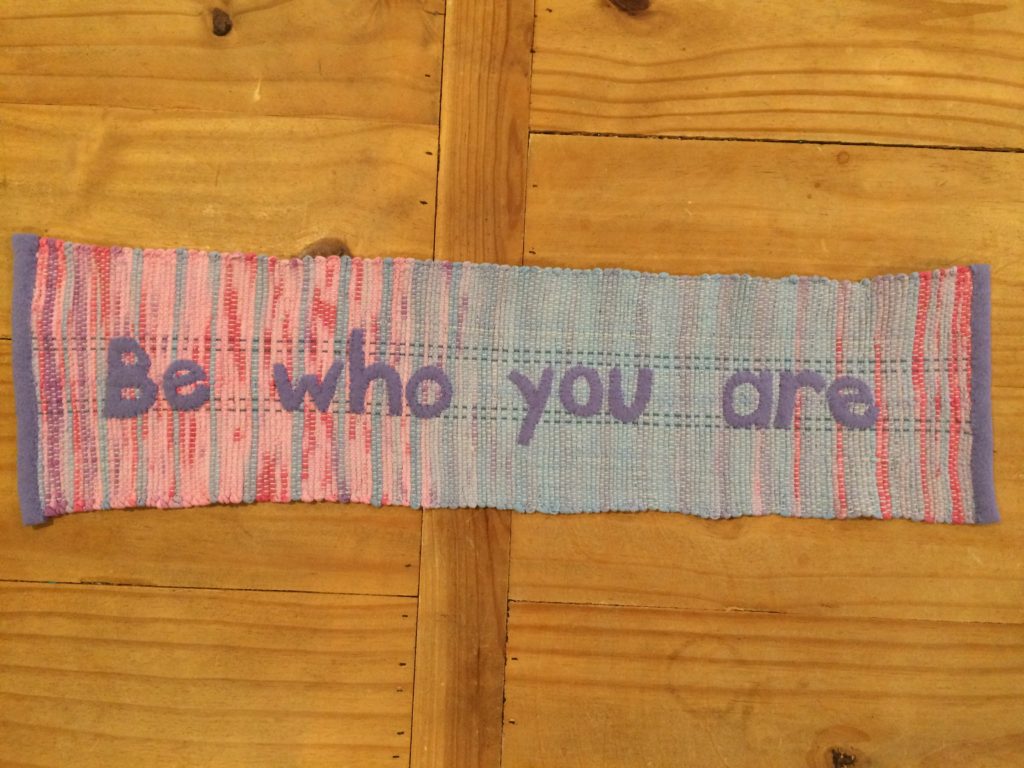 Weaving made with tie-dyed t-shirts - Be Who You Are
