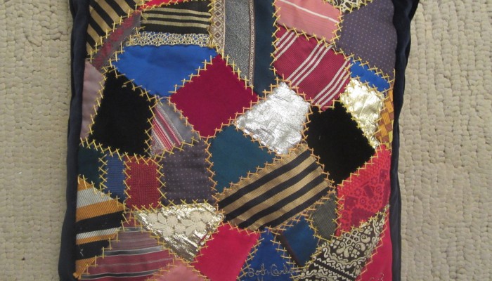 Crazy quilt made from men's ties by Connie Bowers