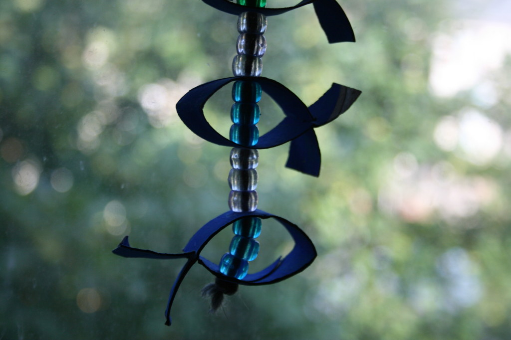 Beaded Fish Craft from Recycled Toilet Paper Tubes