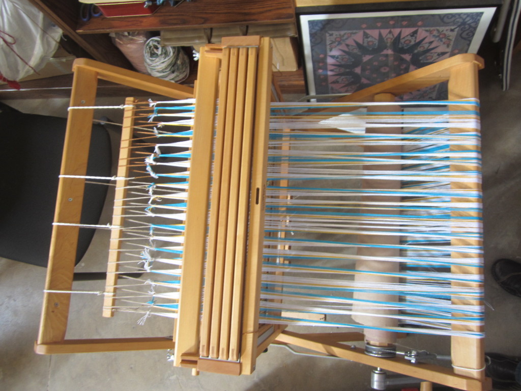 My fully threaded warp - showing its full journey through the loom