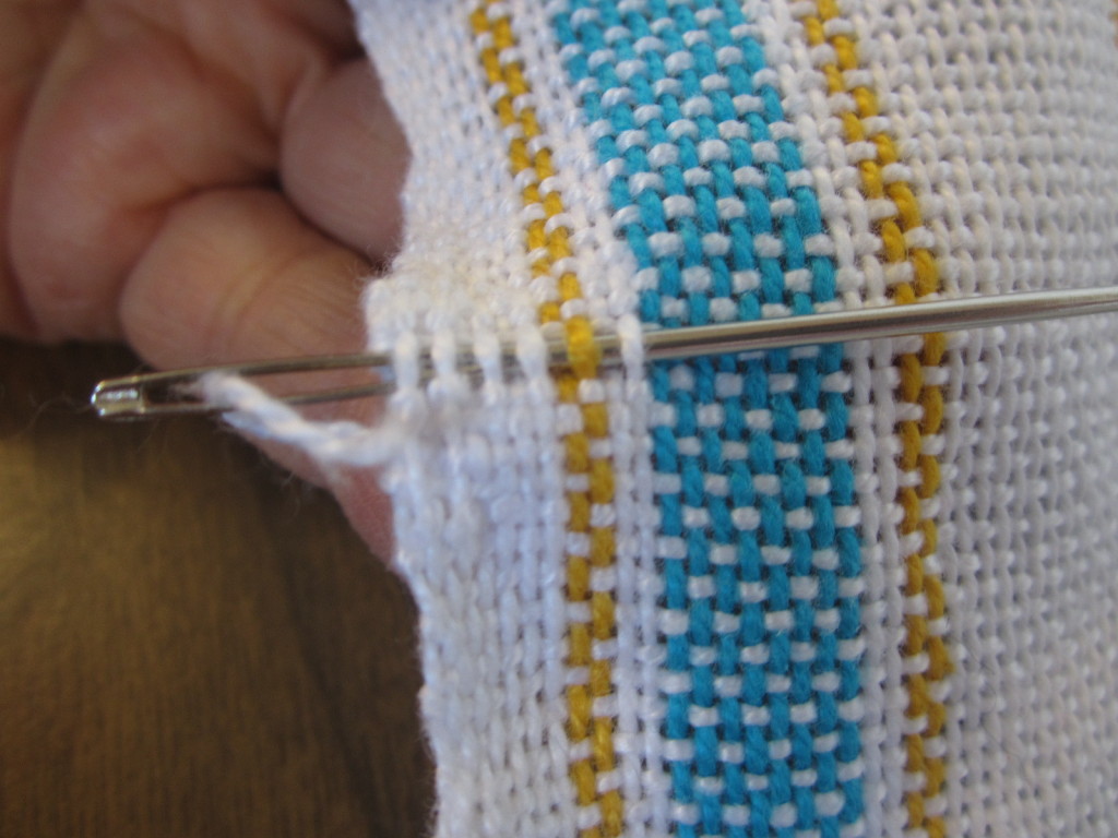 Sewing in an extra long loop on the edge