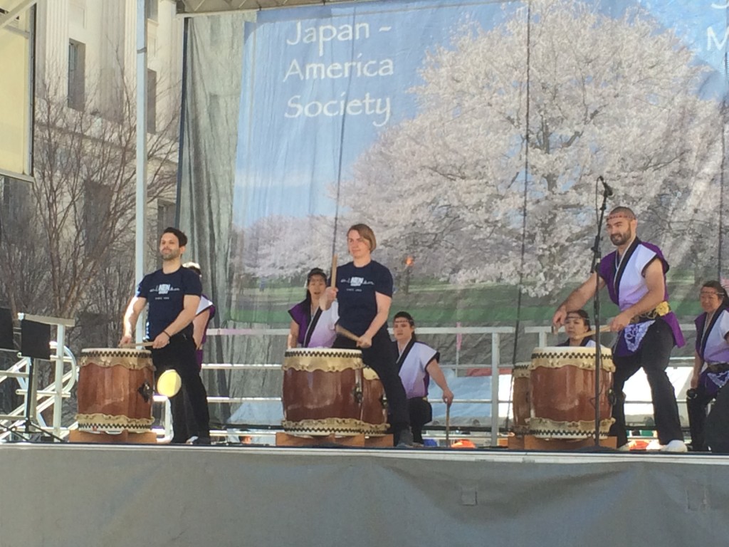 Performing Taiko at the Cherry Blossom Festival