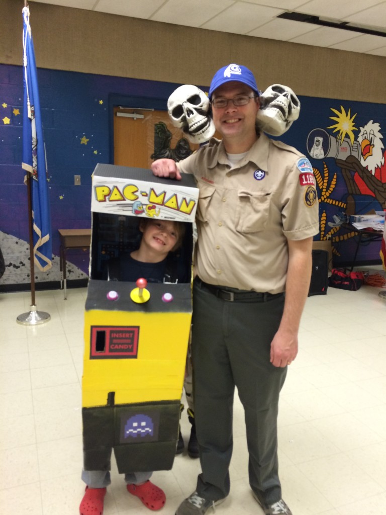 Bob & Russell wearing their Halloween costumes at the Cub Scout party