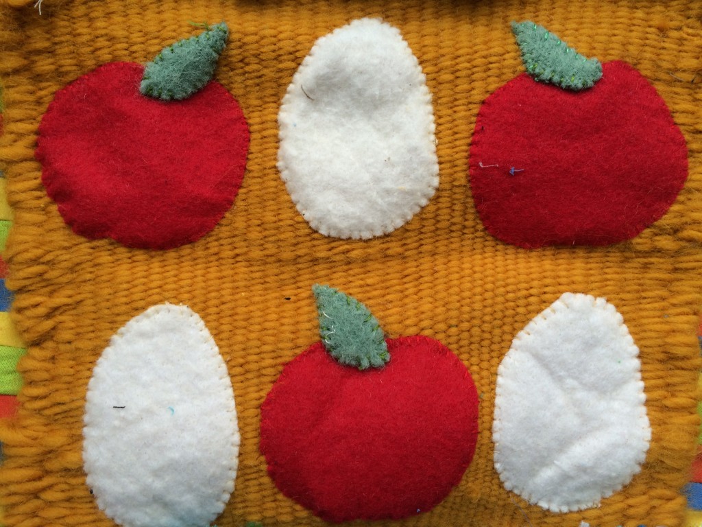 Apples and eggs - Creative Reuse block for Golden Moments weaving