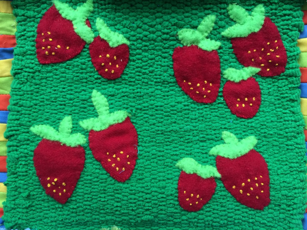 Strawberries - Creative Reuse block for Golden Moments weaving