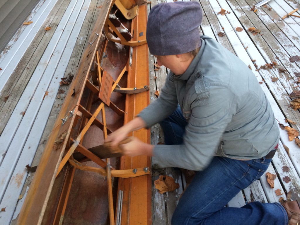 Cutting through the rowing shell