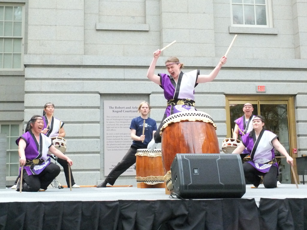 Playing taiko with Nen Daiko - Photo by Bruce Guthrie