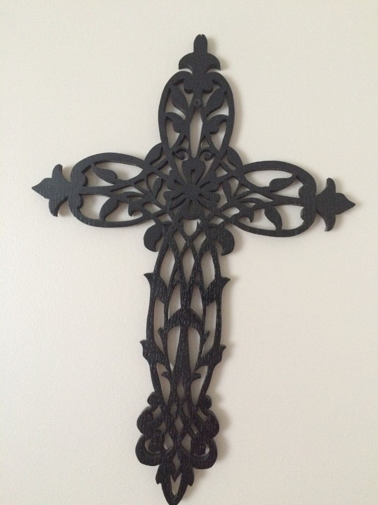 Carved wooden cross by Nokey Fraser
