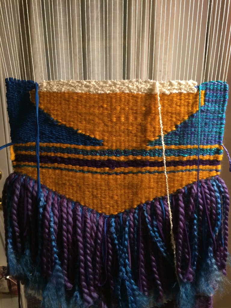 Bowl of Rice tapestry mid-weaving