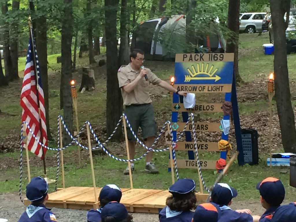 Bob leading his Cub Scout pack
