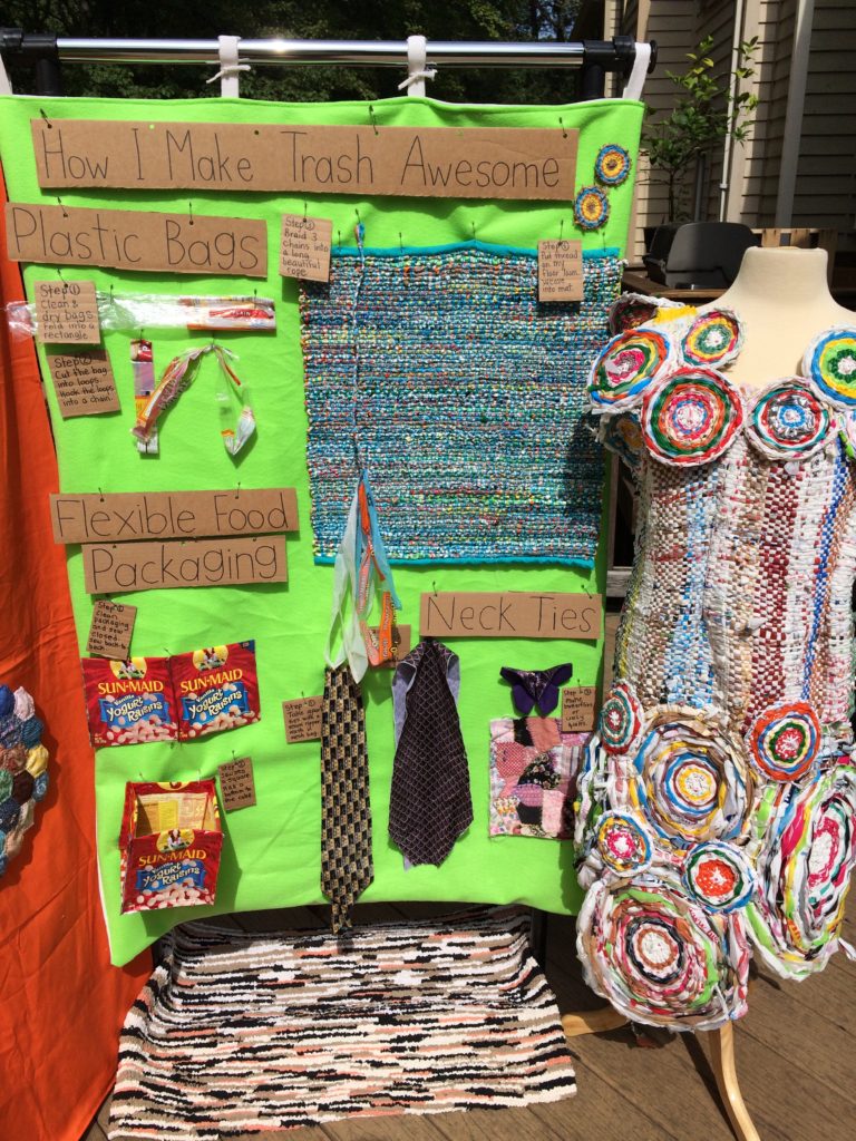 Trashmagination's Display - Panel with Plastic Bags, Food Packaging & Neckties