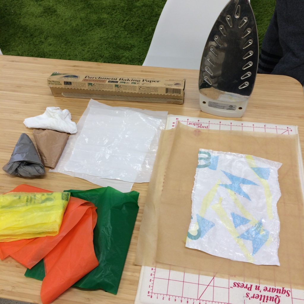 Fusing plastic bags - creative reuse learning station