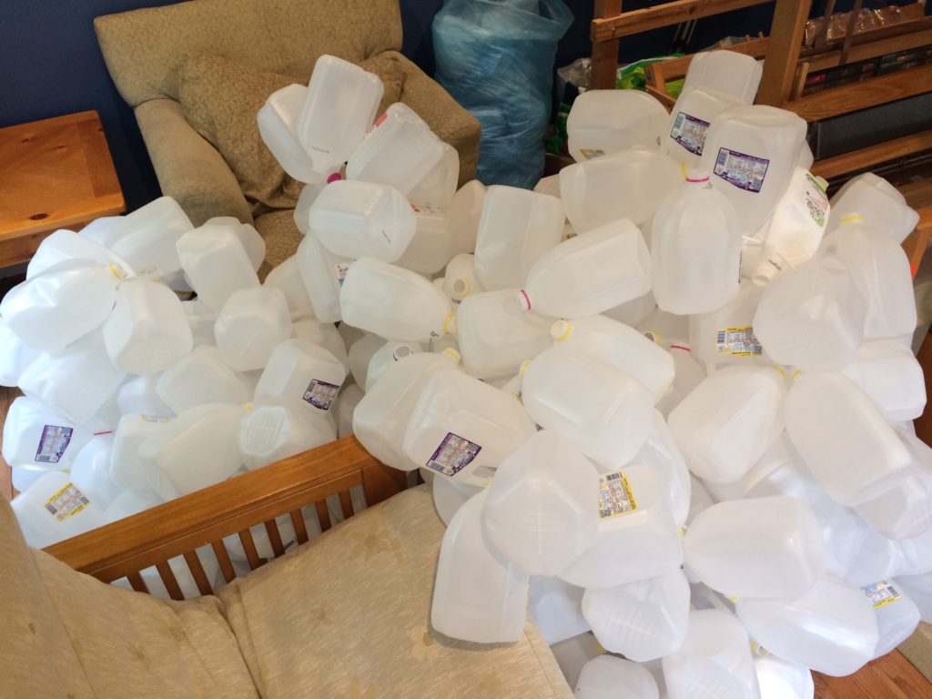 Pile of plastic jugs in our living room